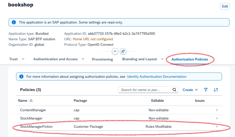 AMS base policies in Administrative Console