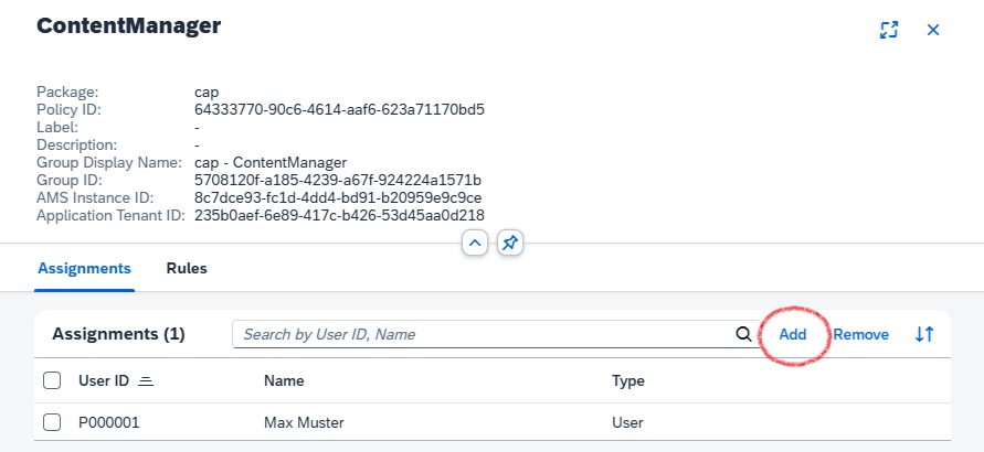 AMS policy assignment in Administrative Console
