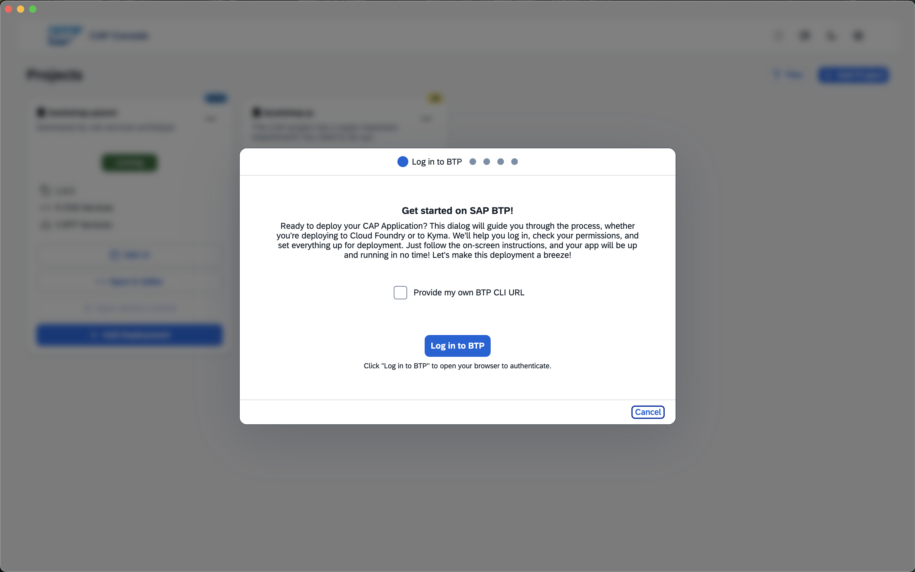 Screenshot of BTP Login