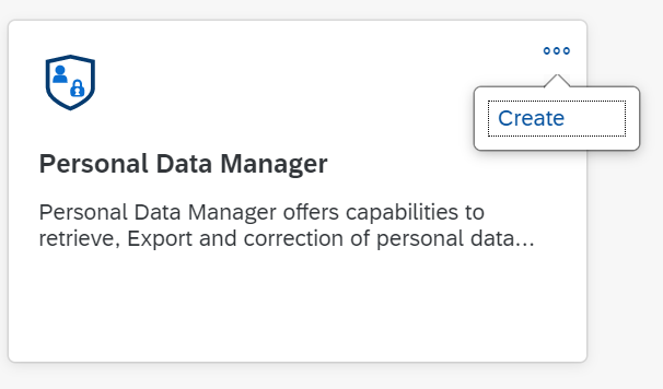 A screenshot of the tile in the cockpit for the SAP Personal Data Manager service.